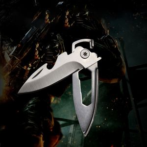 Bärbar Mini Folding Knife Camping Fruit Key Knives Multifunktionella EDC Tool Ryggsäck Keys Pendant Security Defense HW510