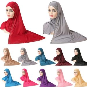 Sciarpa lunga da donna Strass Foulard Islamico Musulmano Hijab Scialle Arabo Rettangolare Copricapo Copricapo Lady Wear 160 * 50 cm