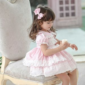 Tjej sommar lolita klänning toddler prinsessa klänningar för barn baby tjejer spanska födelsedag bröllopsfest jul boutique robe q0716