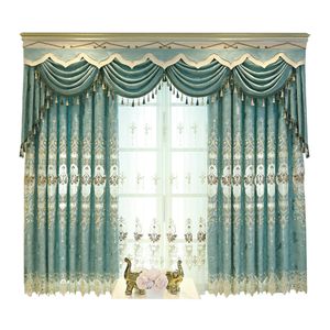 European luxury Curtain King Queen brown embroidered curtains for the living room hotels suitable bedroom