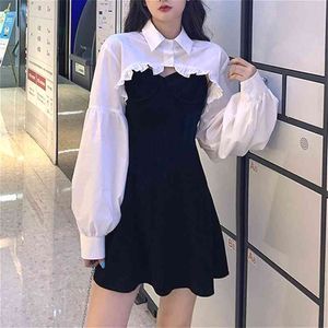 Elegant Party Dress Women Long Sleeve Sweet Empire High Street Mini Dress Gothic Y2k Dress Korean Summer Female Outfits 210719