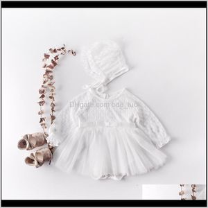 Elbiseler Giyim Bebek, Çocuk Annelik0-24 M Güzel İlkbahar ve Sonbahar Kız Bebekler Yüz Günü Elbise Bebek Beyaz Dantel Romperwith Şapka Bırak Del