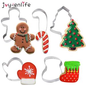 5PCS Julkök Deco Cookie Cutter Tools Gingerbread Tree Shaped Xmas Biscuit Mold Christams Cake dekorera Navidad Gift