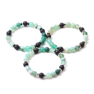 8mm Matte Green Stripe Agate Stone Beads Ematite Lava stone Strand Bracciali per donna Uomo Yoga Buddha Energy Jewelry