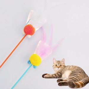 Gato brinquedos interativos Teaser Wand Brinquedo com Pena Colorida e Bell Gatinho Treinamento Treinamento Acessórios Suprimentos