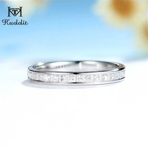 585 K K White Gold Ring voor Vrouwen Solid Silver Square Channel Set Matching Half Band