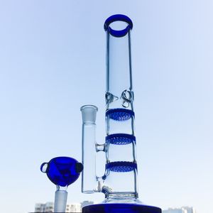 Heady Glasbong 14 mm Innengelenk Shisha Triple Honeycomb Perc Wasserpfeife Bunte Öl-Dab-Rigs Perkolatoren Mehrfarbige Bongs Rig mit Schüssel Quarz-Banger