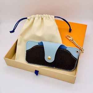 Designer Leather Glass bag Keychain Key ring WITH BOX Fashion sunglasses Cases Pendant Car Chain Pandents Charm Brown Flower Keychains Gifts Accessories