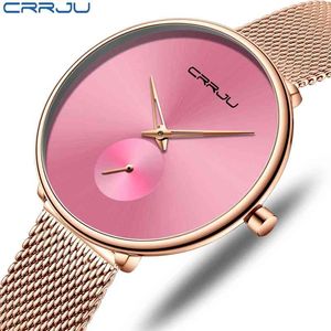 Uhr für Frauen CRRJU Luxus Stilvolle Silm Uhr Damen Kleid Armbanduhr Minimalistische Wasserdichte Quarz Coole Uhren reloj mujer 210517