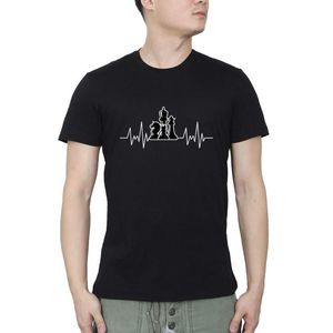 Homens t - shirts Peça de xadrez Coração Ekg Linha Streetwear O Pescoço T-shirt Verão Casual