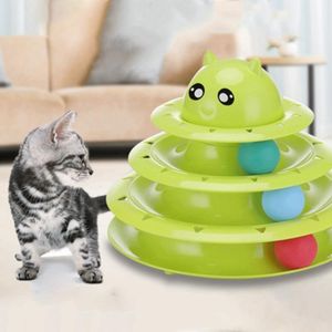 Cat Toys Toy Interactive Roller 3 Level Towers spår med bollar pussel för mental fysisk träning
