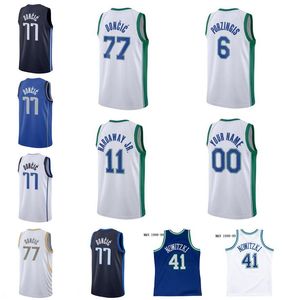 Koszulki do koszykówki Luka Doncic Jersey Kristaps Porzingis # 6 Tim Hardaway Jr # 11 Nowitzki # 41 2021-22 City Jersey Men Youth S-XXL