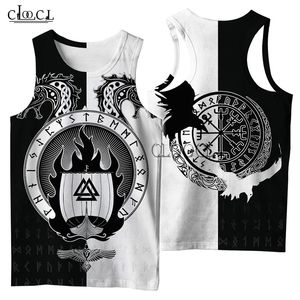 Cloocl viking symbol tatuering raven 3d tryckta män skjorta väst hajuku mode sommar streetwear unisex tank toppar droppe frakt