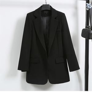 Moda Sonbahar Kış Takım Elbise Kadın İş Giyim Takım Elbise Uzun Kollu Eğlence Ince Sürüm Ceket Siyah Ceket 211122