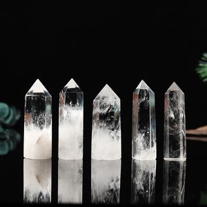 DHL Natural Crystal Clear Quartz Transparency Quartz Point Healing Stone Hexagonal Prisms 50-80mm Obelisk Wand Stone Home Decor