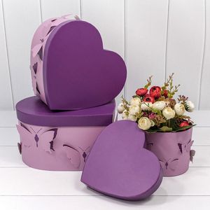 Cajas De Sombrero De Corazón al por mayor-Regalo Wrap Florist Hat Cajas Caja en forma de corazón Conjunto de Embalajes Flores Regalos Vida Jarrón Decoración