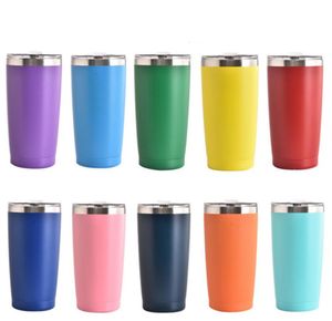 20oz Stainless Steel Car Mugs Vacuum Cup Solid Color Coffee Mug Travel Outdoor Spray Tumblers with Lid