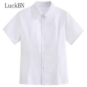 Kadınlar bluz gömlekleri xs-5xl büyük boyutlu Japon kolej sıradan kadınlar bluz tatlı öğrenci kız beyaz gömlek yaka yaka kısa kollu wor
