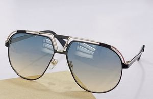 Legends 9100 Sonnenbrille für Herren, Schwarz-Silber/Grün, Verlaufsgläser, Pilotenbrille, 61 mm, Sonnenbrillen, modische Herren-Sonnenbrille, Brillenzubehör, UV400, mit Box