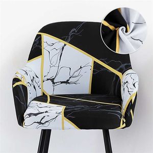 European Style Printing Chair Cover Sloping Arm Big Size Wing Back King Covers Seat Washable Removable 211116