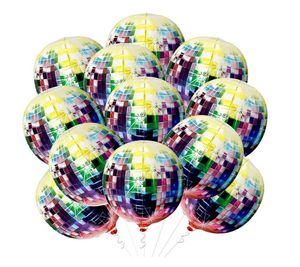 Disco Balloons Aluminum Foil Balloons Party Decoration Metallic Helium Ballon Dance Birthday Wedding Baby Shower 22 Inches Round Shaped With Hang Hole