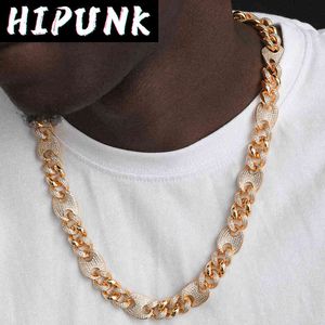 HIPUNK Hip Hop Iced Out Cuban Link Chain Necklace Micro Pave Cubic Zirconia Bling Jewelry For Men Women Rapper X0509