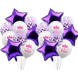 Party Decoration Zljq 1st 2rd First Birthday Balloons Baby Girl Boy Purple Digital 1 2 Confetti Prysznic Foil Star Ballon Decor