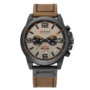 Męskie Luksusowe zegarki Curren Fashion Skórzany Pasek Kwarcowy Chronograf Mężczyźni Watch Casual Data Business Wristwatch Zegar Relojes Hom