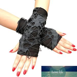 Five Fingers Gloves 1Pair Black Ripped Holes Fingerless Gothic Punk Halloween Cosplay Party Dress Up Accessories Shabby-Style Arm Warm Factory price expert Cuff