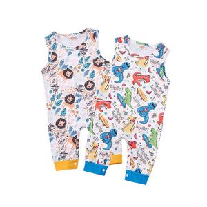 2021-03-09 Lioraitiin 0-12 månader Spädbarn Baby Boy Girl Dinosaur / Lion Print Cartoon Cute Letter Jumpsuit Playsuit Leotard G1221