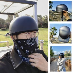 Motorcycle capacetes adulto preto face aberta metade capacete moto moto vintage motociclista equitação crash scooter cruiser personalizado