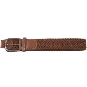 Belts Men Leather Braided Elastic Stretch Metal Buckle Belt Waistband Brown