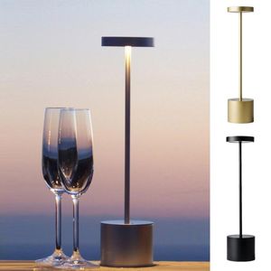 Table Lamps LED Aluminum Alloy Cordless Rechargeable Desk Lamp 2 Modes Dimming Metal For Bar Living Room Reading Camping Light
