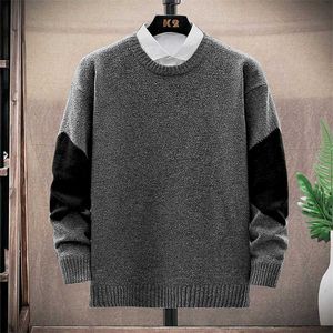 Nya män Fashion Sweaters Patchwork Round Collar Mäns Pullover Långärmad Stickad Man Höst Vinter Jumper Casual Home Wear Y0907