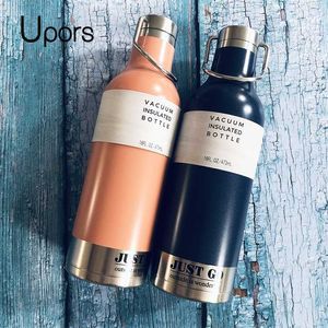 UPORS 500 ml Sport-Wasserflasche, tragbar, Edelstahl, Isolierflasche, auslaufsicher, doppelwandig, isoliert, Thermoskanne 211122