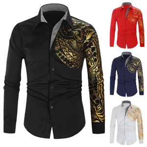 Moda Manga Longa Camisas Masculinas Camisa Masculina Chemise Homens Casuais Clube Público Fantasia Camisa Tops