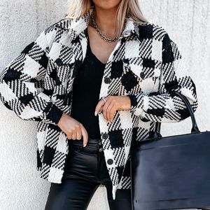 Neue Stil Frau Woolen Jacke Schwarz Und Weiß Aound Neck Koreanische Version Schlank V-ausschnitt Kurze Herbst Mantel251p