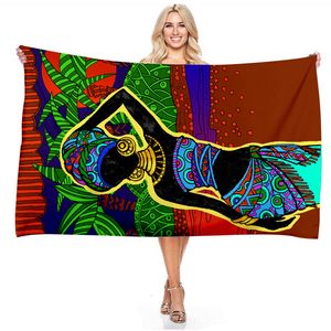 Microfiber Beach Towel Polyester African Elements Dance Digital Printing Bathing Towel Large Rectangle Breathable Durable Towels179L