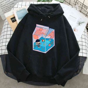 Haikyuu söt tecknad tecken utskrift sweatshirt man lös tecknad sweatshirts retro lös hoodie grafisk manga män sweatsshirt h0909