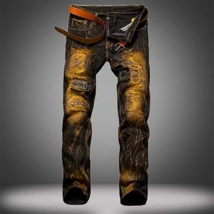 Джинсовые дизайнерские отверстия винтажные джинсы высокое качество разорванные для мужчин Размер 28-38 40 осень зима хип-хоп Punk Streetwear 21111