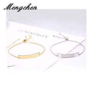 5PCS/Lot Customized Personalize Bar Bracelets Stainless Steel Engraved Name Date Adjustable Bangles Jewelry For Woman Kids Gifts Bangle