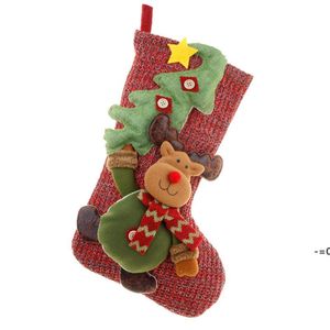 Newknitted Wełna Duże pończochy Santa Claus Snowman Deer Skarpety świąteczne Torba na prezent Dekoracje kominkowe LLD11180