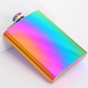 8oz Portable Hip Flasks Rainbow Stainless Steel Pocket Alcohol Whisky Bottle Men's Gift Outdoor Drink Q184
