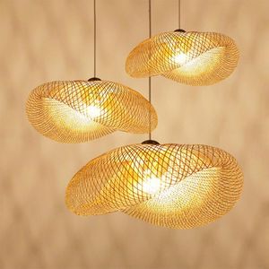 Modern Bamboo LED Pendant Lights Wood Lamp Living Room El Restaurant Kitchen Loft Cafe Villa Hanging Lamps