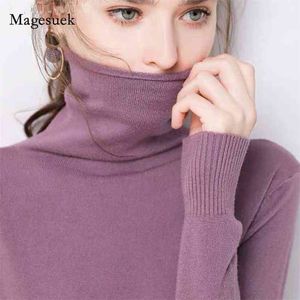 Mulheres Básicas Bonita De Malha Outono Inverno Slim Turtleneck Camisola de Algodão de Algodão Feminino Pullovas 10864 210518