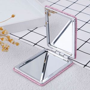 Household Portable Square Double-Side Folding Cosmetics Pink Mirrors For Ladies And Girls Pocket Mirror Mini Women Girl