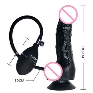 Realistic Inflatable Dildo with Suction Cup Release Button Pump Expandable Massager sexy Toy for Women Men