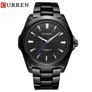 Curren Moda Yaratıcı Dial Saatler Klasik İş Tam Çelik Band Saatler Su Geçirmez Kuvars Erkek Saat Relogio Masculino Q0524