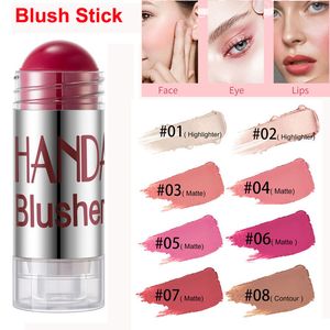 Chubby Cream Blush Stick Makeup Face and Eyes Lips 8 Colors Blush Sticks Matte Shimmer Moisturizing Contour Highlighting Long Lasting Foundation Concealer