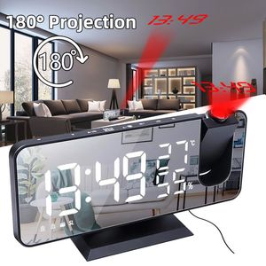 180 Proiezione LED Digital Smart Alarm Clock Carica USB Orologio da tavolo Elettronico FM R Wake Up Clocks Funzione Sze 220311